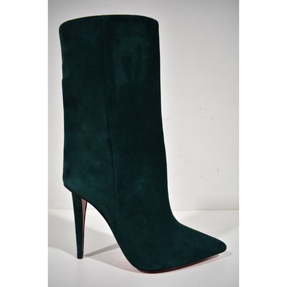 Christian Louboutin Astrilarge Booty 100 Vosges Green Suede Mid Heel Boot 39.5 - Picture 2 of 12
